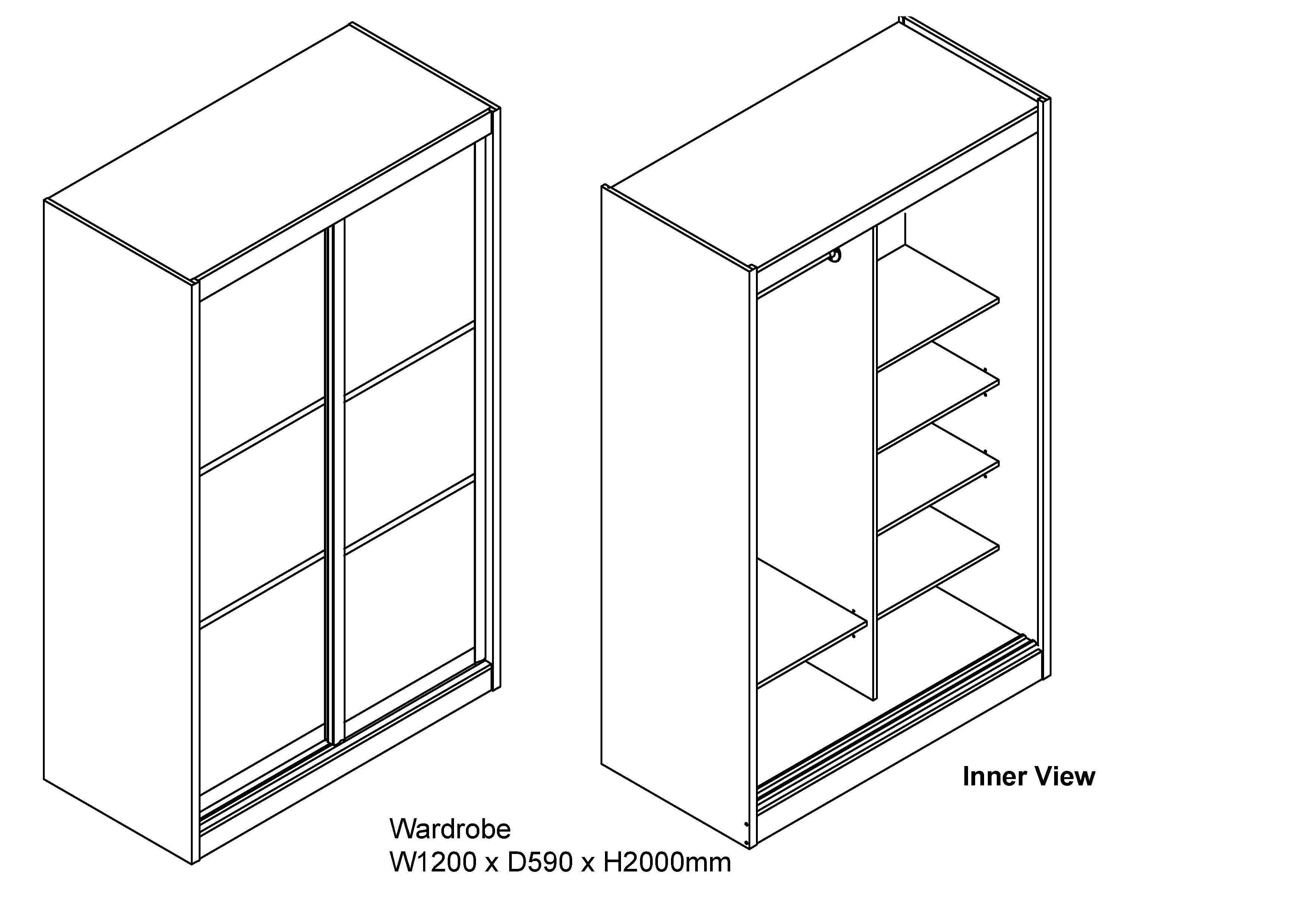 Sofea Wardrobe 2 door